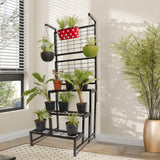 TrustBasket Eden Plant Stand with 3-Tier Shelves, Trellis for Climbing Plants