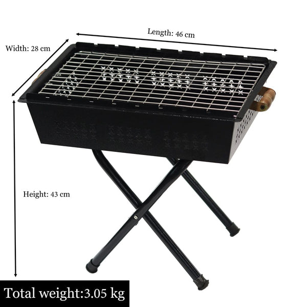 Foldable Charcoal Barbeque Grill Set With 8 Skewers Charcoal