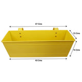 Rectangular Railing Planter Yellow and Teal (18 Inch) - Set of 2
