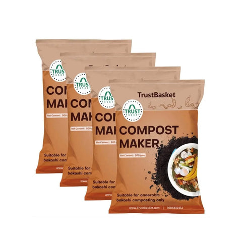 TrustBin- Best Indoor composter for your home - Set of 4 BOKASHI Compost Maker powder - 500gms