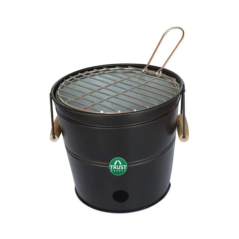Mega Year End Sale with Best Sellers - TrustBasket Portable Barbeque Bucket Round Portable Charcoal BBQ Barbeque for Indoor/Outdoor and Multiuse (Black)