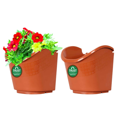 Plastic garden Pots - Vertical Gardening Pouches (Brown) - Extra Large