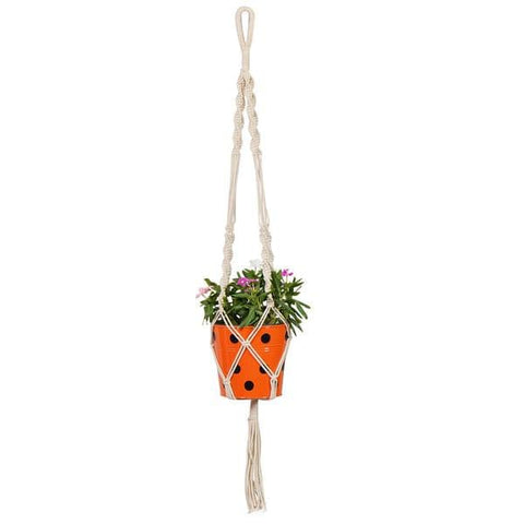 Best Metal Flower Pots in India - TrustBasket Round Dotted Planter with Contemporary Hanger