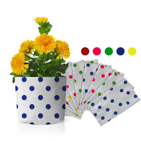 Garden Equipment & Accessories Online - Set of 10 premium colourful Dotted Grow bags(20*20*35 cms)