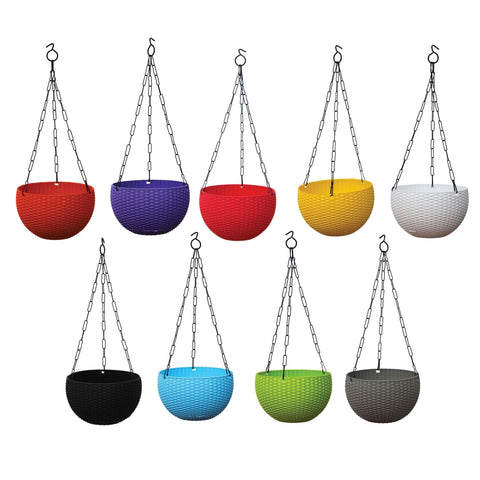 Plastic garden Pots - Weave Hanging Basket Mixed Colours (Set of 5)