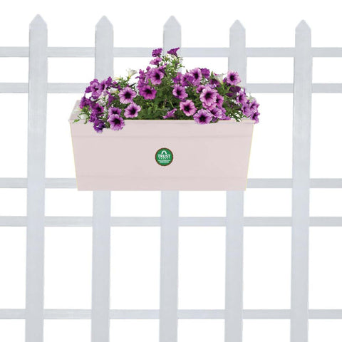 Best Metal Planters in India - Rectangular Railing Planter -Ivory(12 Inch)