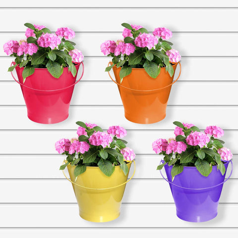 Scuttle Planter (Set of 4) - Wall Hanging Planter,Indoor/Outdoor Use, Home Decor/Garden Decor with Multicolor Planter