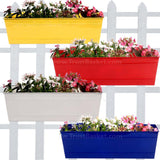 Rectangular Railing Planter -Yellow, Red, Ivory and Blue (18 Inch) - Set of 4