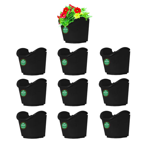 Plastic garden Pots - Vertical Gardening Pouches - Extra Large (Set of 10) - Black