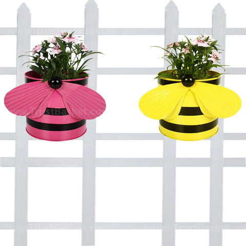 Minimum 20% Off - Bee planters (Yellow and Pink) - Set of 2