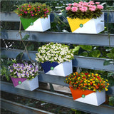BEST BALCONY RAILING PLANTERS - Twin Colored Diagonal Balcony Railing Garden Flower Pots/Planters (Yellow, Pink, Orange, Green and Blue) - Set of 5