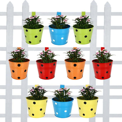 Gardening Products Under 299 - Railing Planters Round Dotted