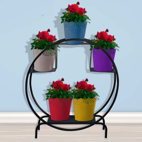 Planter Stand for Flower Pots - Iron Hoop Round Pot Stand