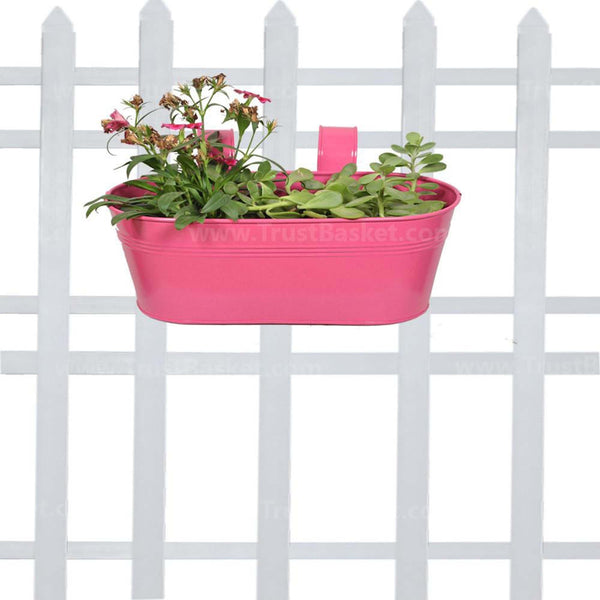Oval railing planter - Magenta