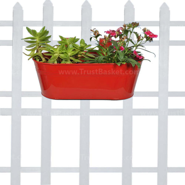 Oval railing planter - Red