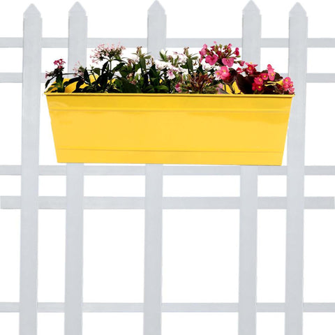 Garden Decor Products - Rectangular Railing Planter -Yellow (18 Inch)