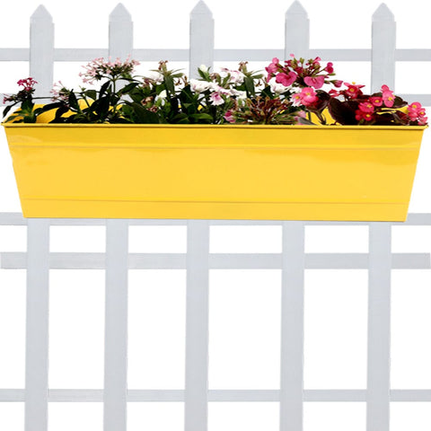 Best Balcony Railing Planters Pots in India - Rectangular Railing Planter -yellow (23 Inch)
