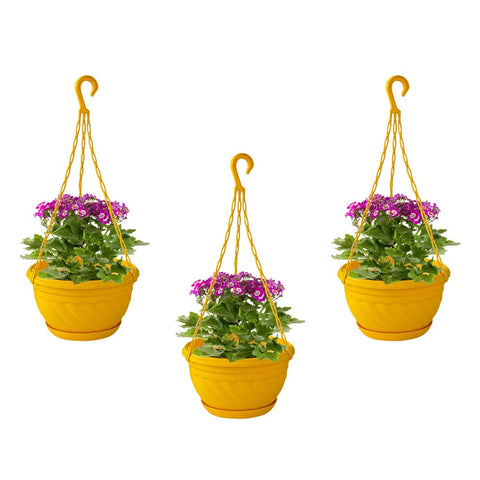 Colorful Plastic Hanging Basket with Bottom Saucer