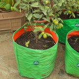 TrustBasket Indigo Anti Rust Metal Plant Stand + HDPE Round Grow Bags (Set of 5) - 15"
