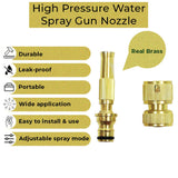 TrustBasket Brass Water Spray Nozzle Half-inch | High Pressure Nozzle Spray Water Gun | For Gardening, Bike & Car Wash, Window Deck Cleaning, Pet Bathing