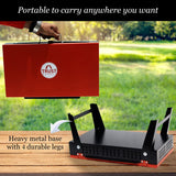 Foldable Charcoal Barbeque Grill Set With 8 Skewers & Charcoal Tray (Red & Black) Briefcase Barbeque Grill