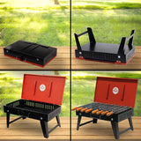 Foldable Charcoal Barbeque Grill Set With 8 Skewers & Charcoal Tray (Red & Black) Briefcase Barbeque Grill