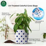 TrustBasket Indigo Anti Rust Metal Plant Stand (Set of 4 Black) - 24 inches + Colorful Dotted Grow Bags for Balcony (Set of 5)