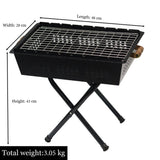 Foldable Charcoal Barbeque Grill Set With 8 Skewers & Charcoal Tray (Sleek Black) Criss Cross Stand BBQ Grill