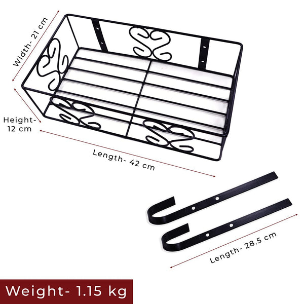 TrustBasket Iron Hanging Railing Planter Shelf Basket with Hanging Hoo