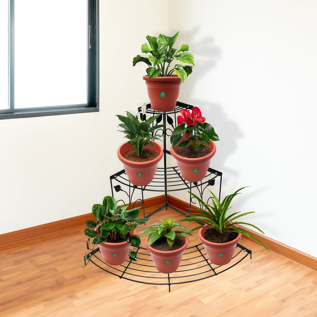 corner plant pot stand TrustBasket Corner Stand Stair-Step Style flower pot stand for Garden