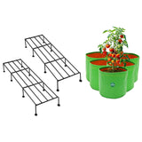 TrustBasket Indigo Anti Rust Metal Plant Stand + HDPE Round Grow Bags (Set of 5) - 15"
