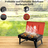 Foldable Charcoal Barbeque Grill Set With 8 Skewers & Charcoal Tray (Red & Black) Briefcase Barbeque Grill