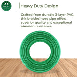 Heavy Duty PVC Braided Hose Pipe with 7 Mode Sprayer Nozzle for Garden, Car Wash, Floor Clean, Pet Bath - Easy to Connect