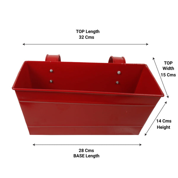 Buy Rectangular Railing Planter - Red (12 Inch) Online in India-TrustBasket