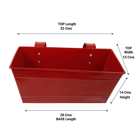 Rectangular Railing Planter - Red (12 Inch)