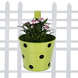 Dotted Round Balcony Railing Garden Flower Pots / Planters - Set of 5 (Red, Yellow, Green, Orange, Blue)