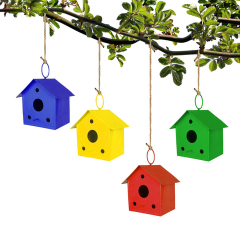 BEST BIRD CAGE/HOUSE and BIRD FEEDERS - Set of 4 Colorful Bird houses