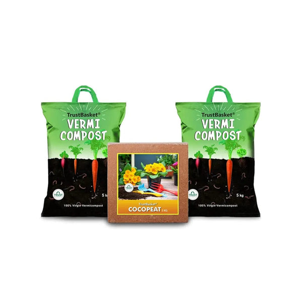 TrustBasket Organic Manure Combo of Vermicompost 10kg and Cocopeat 5kg for All Type Plants