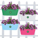 Oval Railing Planters - (Ivory,Green,Teal,Magenta) - Set of 4