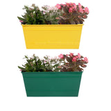 Rectangular Railing Planter - Yellow and Green (12 Inch) - Set of 2