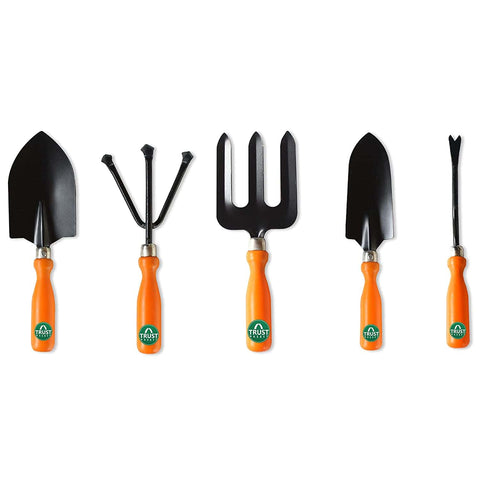 Garden Hand Tools - TrustBasket Set of 5 Heavy Duty All Purpose Garden Tool Kit