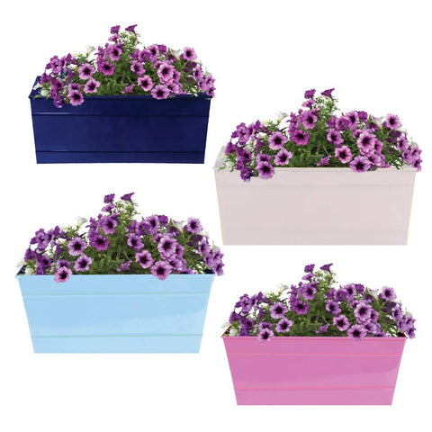 All online products - Rectangular Railing Planters 12 inch (Blue, Ivory, Teal, Magenta) - Set of 4