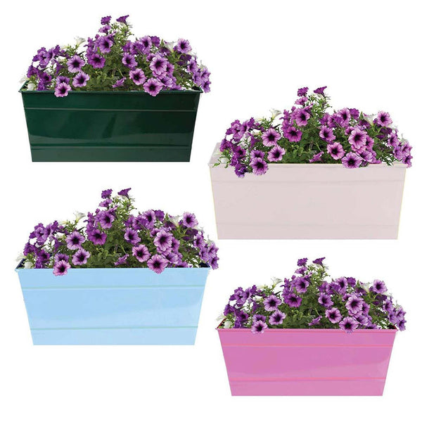 Rectangular railing planter (Green, Ivory, Teal, Magenta) 12 inch - Set of 4