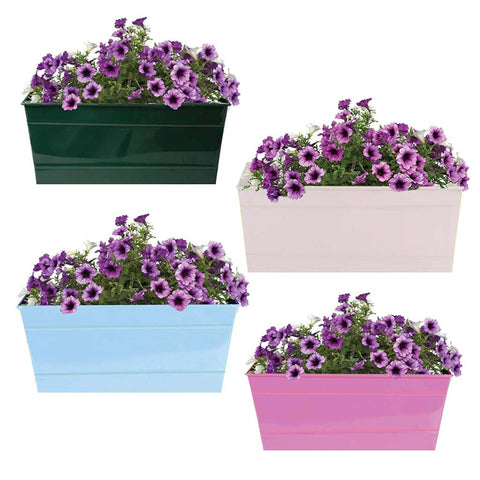 Rectangular railing planter (Green, Ivory, Teal, Magenta) 12 inch - Set of 4