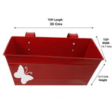 Butterfly Rectangular Railing Planters 12 inch (Red, Ivory) - Set of 2
