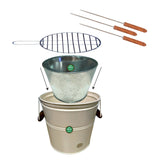 TrustBasket Portable Barbeque Bucket Round Portable Charcoal BBQ Barbeque for Indoor/Outdoor and Multiuse (Ivory)