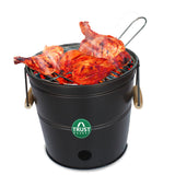 TrustBasket Portable Barbeque Bucket Round Portable Charcoal BBQ Barbeque for Indoor/Outdoor and Multiuse (Black)