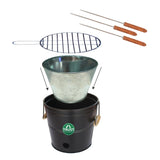 TrustBasket Portable Barbeque Bucket Round Portable Charcoal BBQ Barbeque for Indoor/Outdoor and Multiuse (Black)