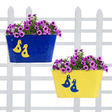Duck Designer Oval Railing Planters - Set of 2 (Blue and Yellow)