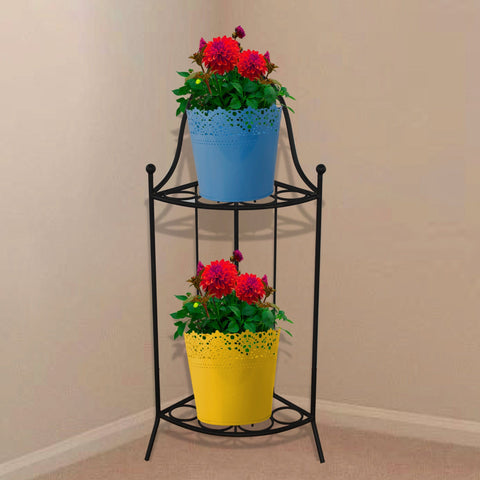 TrustBasket Heavy Gauge 2 Tier Corner Stand for Flower Pot